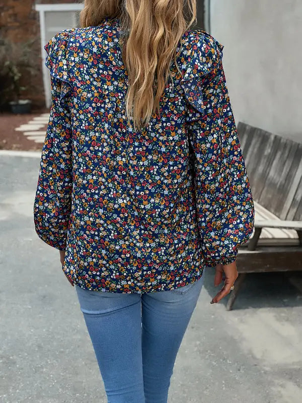 Floral Shirt Femininity Commuter Long Sleeve blouse - Venus Trendy Fashion Online