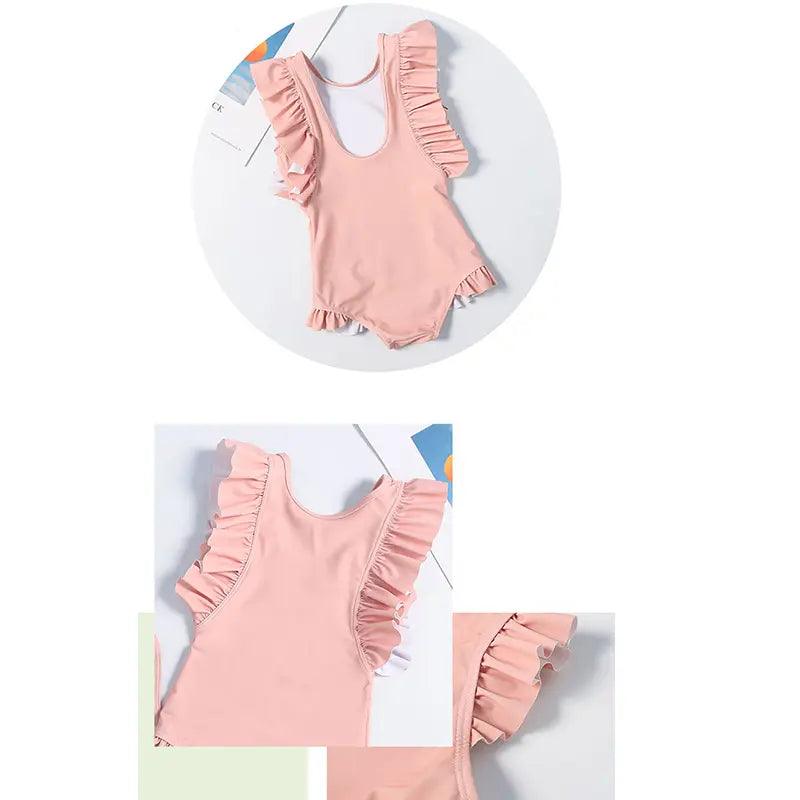 Girls Basic Solid Color Ruffled Romper With Hat - Venus Trendy Fashion Online