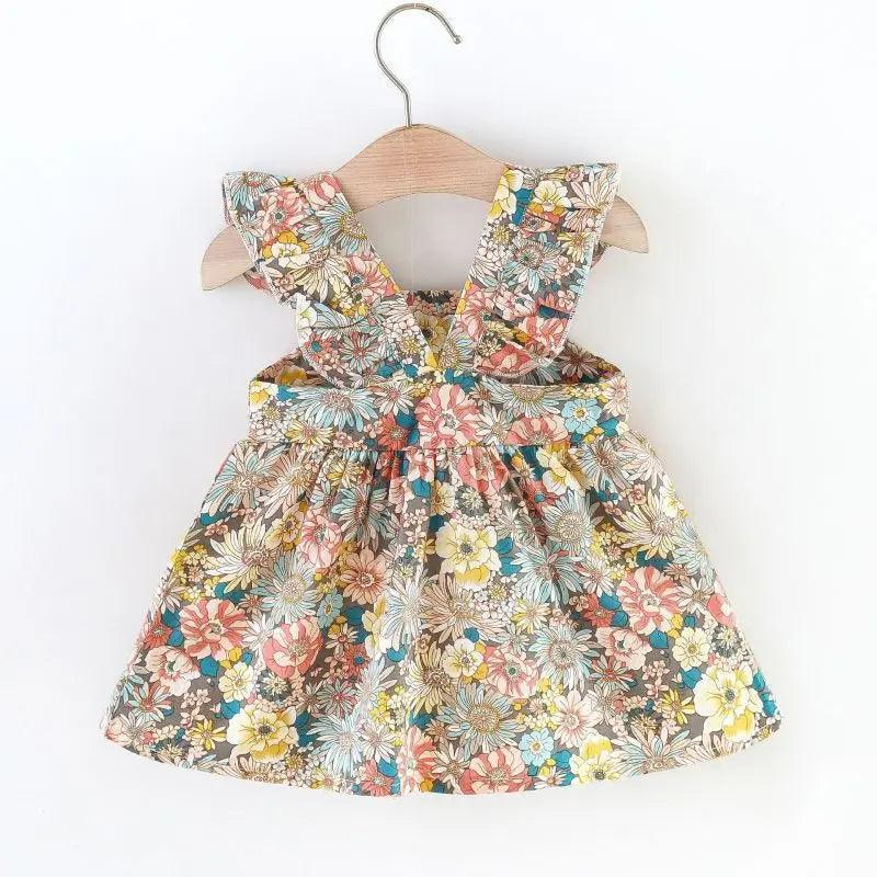 Girls Fashion Vintage Contrast Large Floral Sling Halter Bag Dress - Venus Trendy Fashion Online