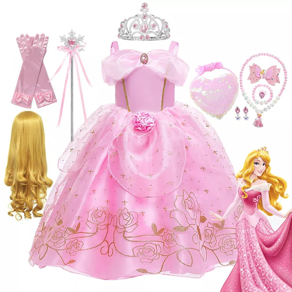 Girls Sleeping Beauty Aurora Princess Cosplay Dress for Kids Christmas Gift - Venus Trendy Fashion Online