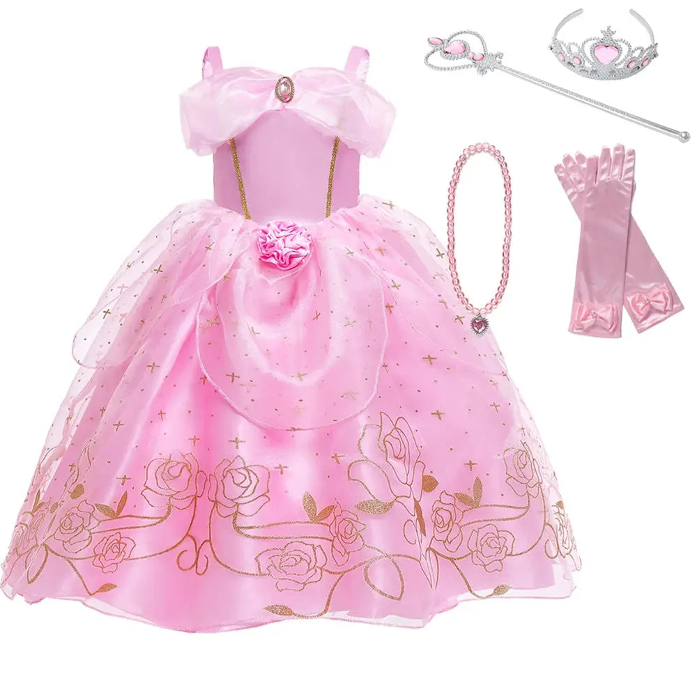 Girls Sleeping Beauty Aurora Princess Cosplay Dress for Kids Christmas Gift - Venus Trendy Fashion Online