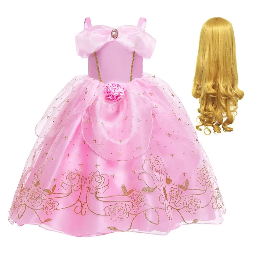 Girls Sleeping Beauty Aurora Princess Cosplay Dress for Kids Christmas Gift - Venus Trendy Fashion Online