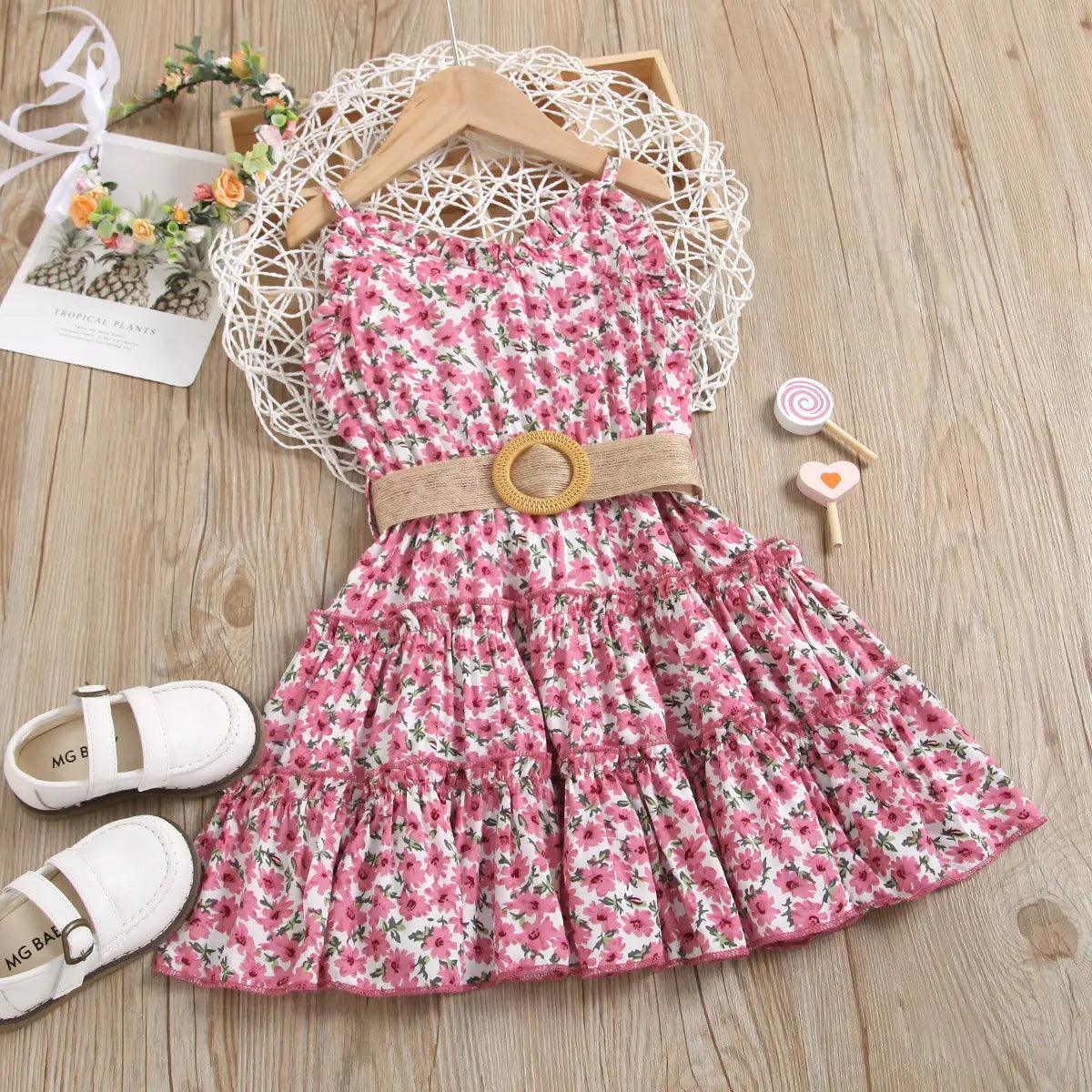 Girls Sleeveless Flower Print Dress - Venus Trendy Fashion Online