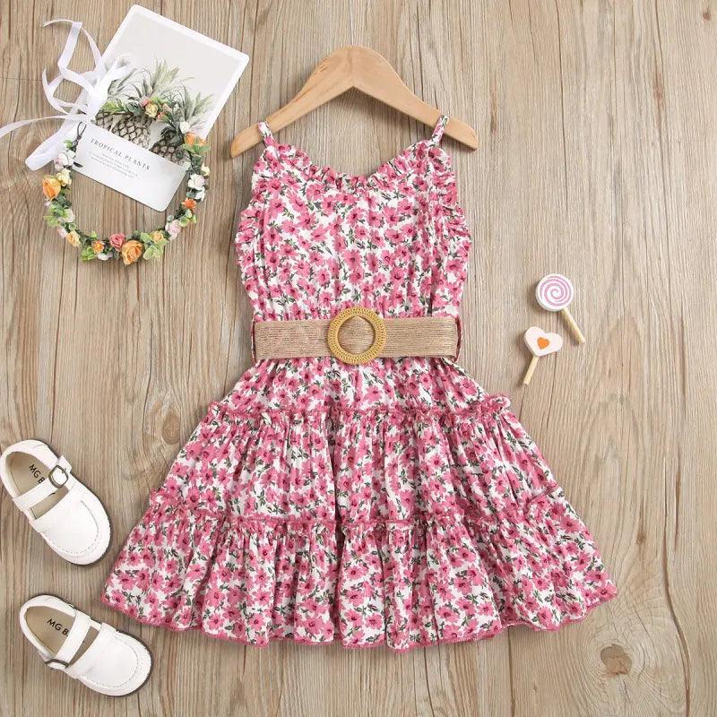 Girls Sleeveless Flower Print Dress - Venus Trendy Fashion Online