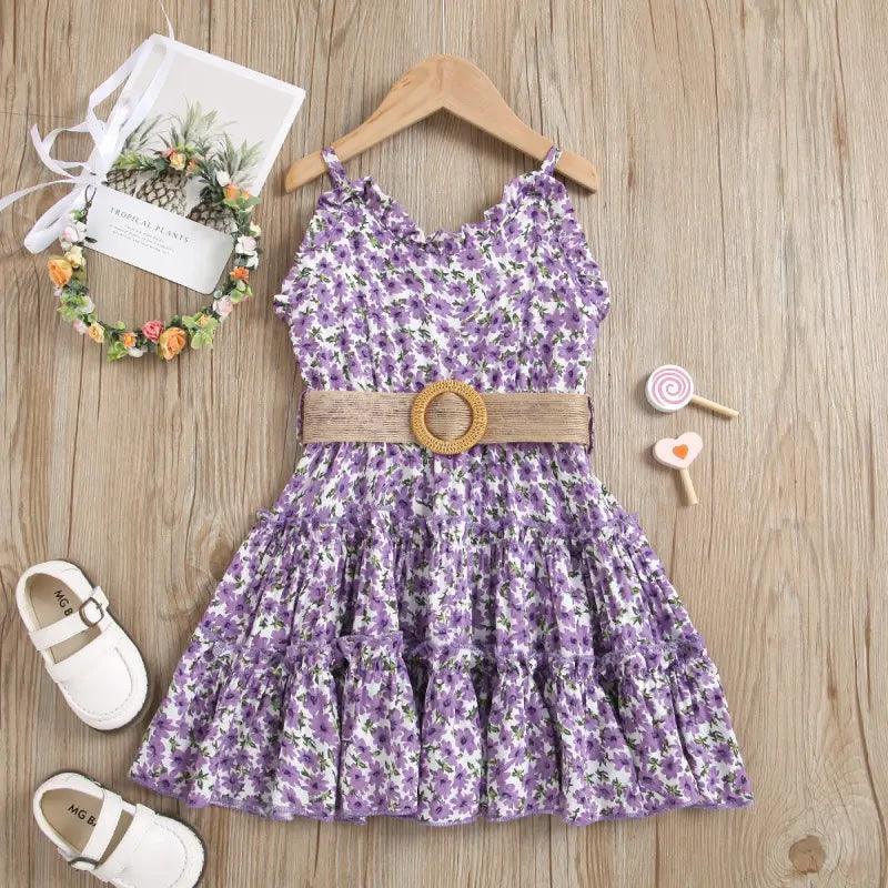 Girls Sleeveless Flower Print Dress - Venus Trendy Fashion Online