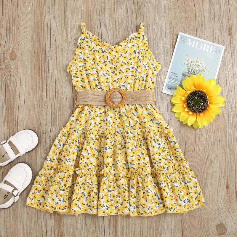 Girls Sleeveless Flower Print Dress - Venus Trendy Fashion Online