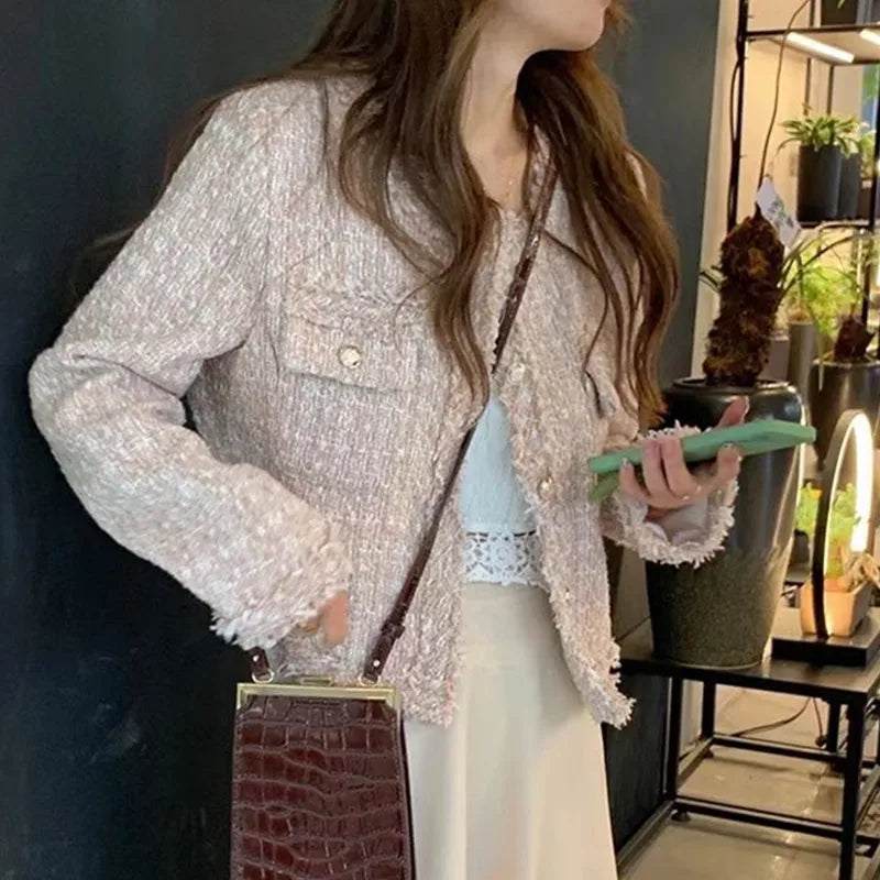New Fashion Korean Style Chic Vintage Tweed Woolen Jacket Coat - Venus Trendy Fashion Online