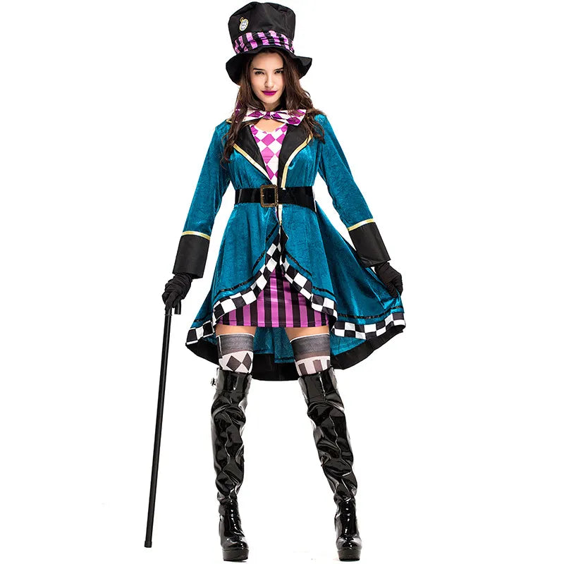 Alice in Wonderland Clown Mad Hatter Costume for Adults