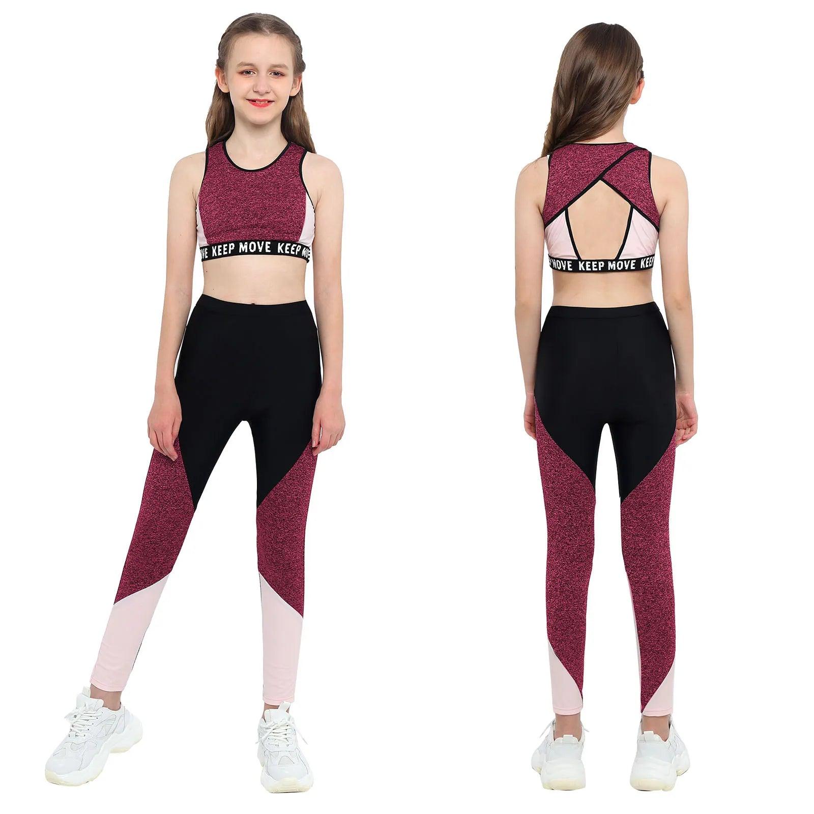 Kids Girls Sportswear Workout Gymnastics Outfits - Venus Trendy Fashion Online