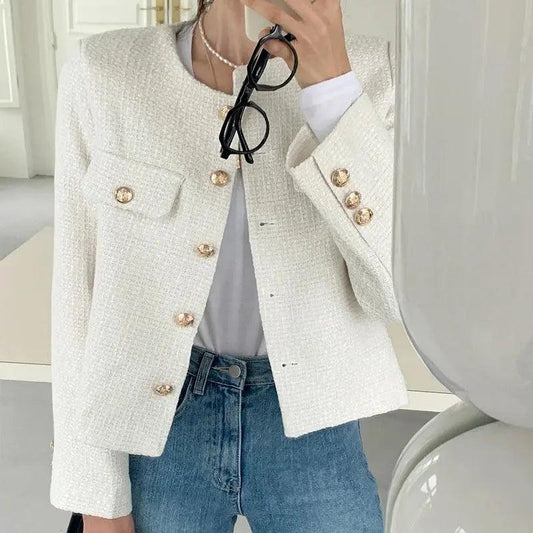 High-end Button Short Slim Korean Style Coats - Venus Trendy Fashion Online