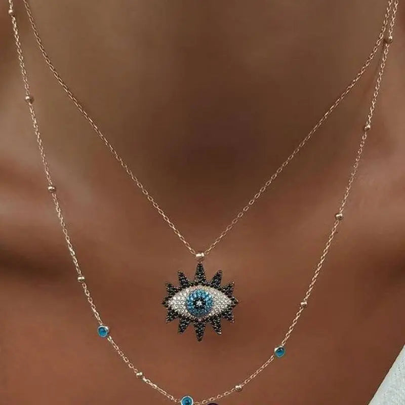 Jewelry Fashion Vintage Studded Devil's Eye Necklace - Venus Trendy Fashion Online