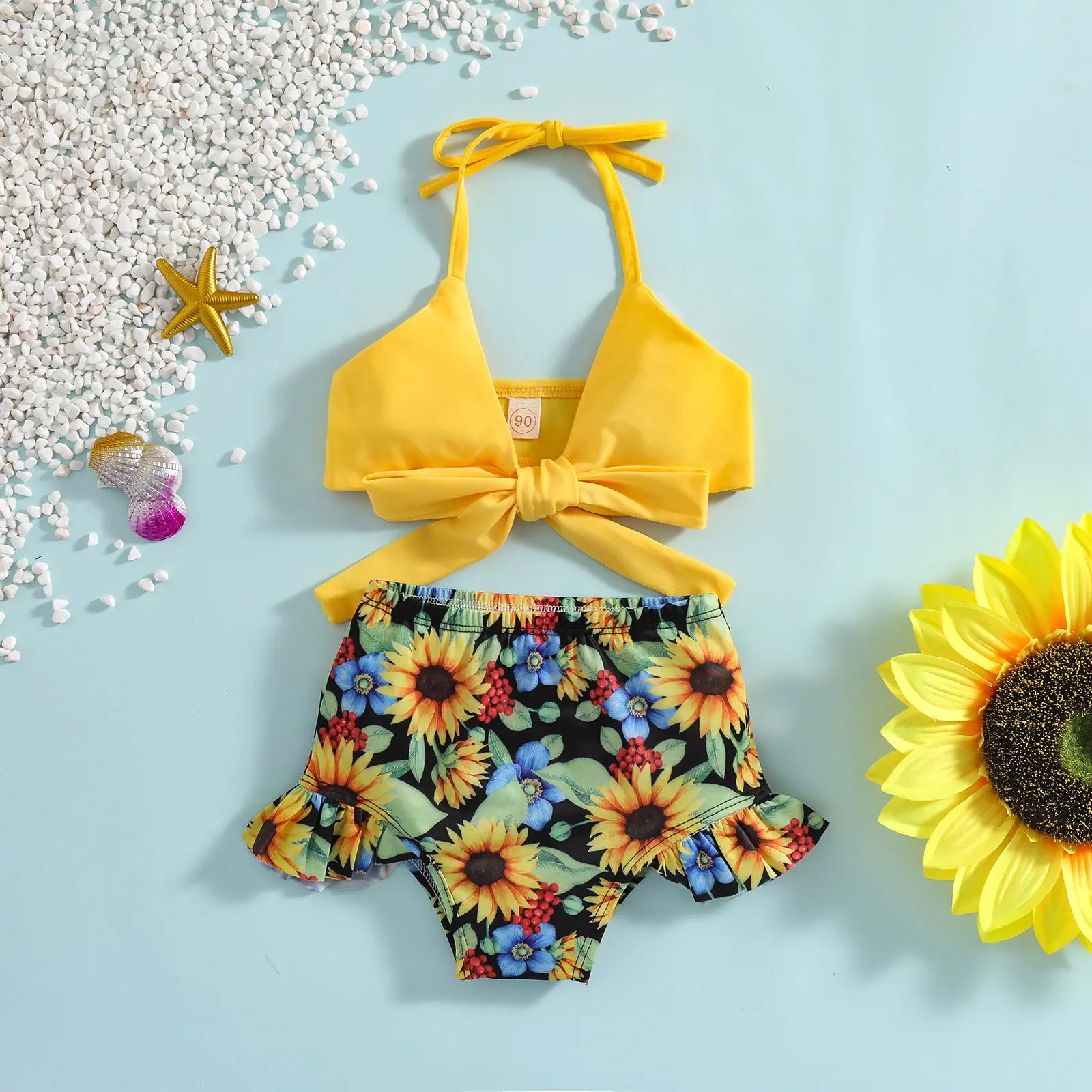 Kids Baby Fashion Girls Sleeveless Flower Print Swimsuit 2pcs Set - Venus Trendy Fashion Online