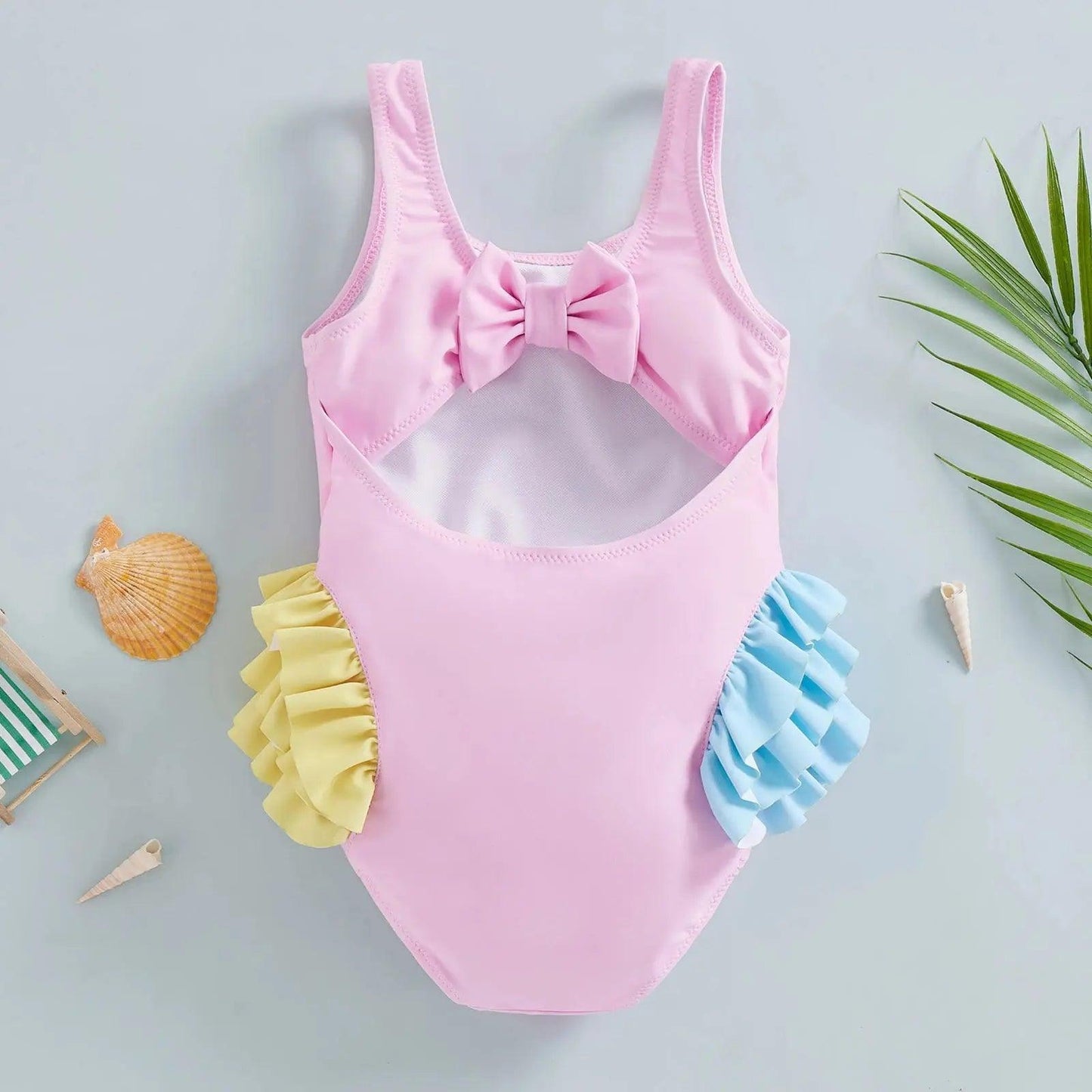 Kids Cartoon Seahorse Backless Ruffles Swimwear - Venus Trendy Fashion Online