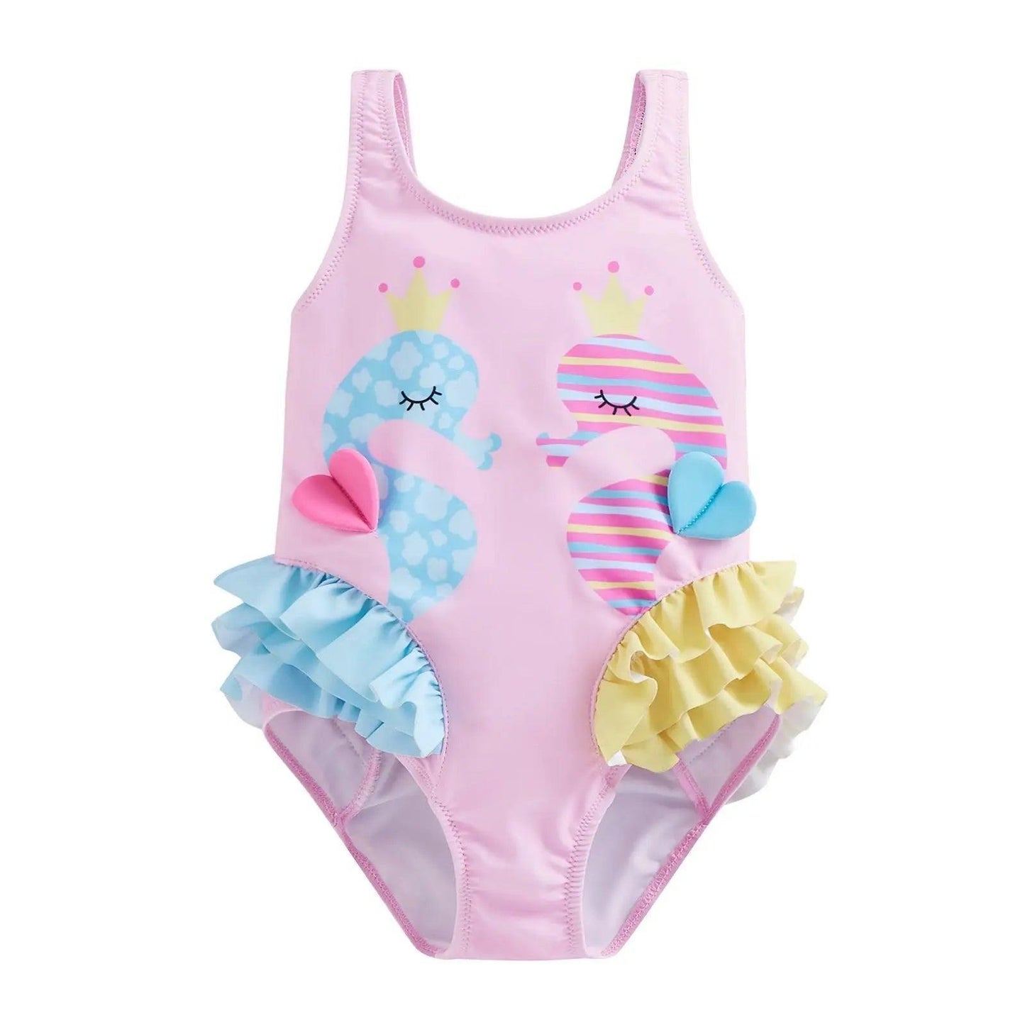 Kids Cartoon Seahorse Backless Ruffles Swimwear - Venus Trendy Fashion Online