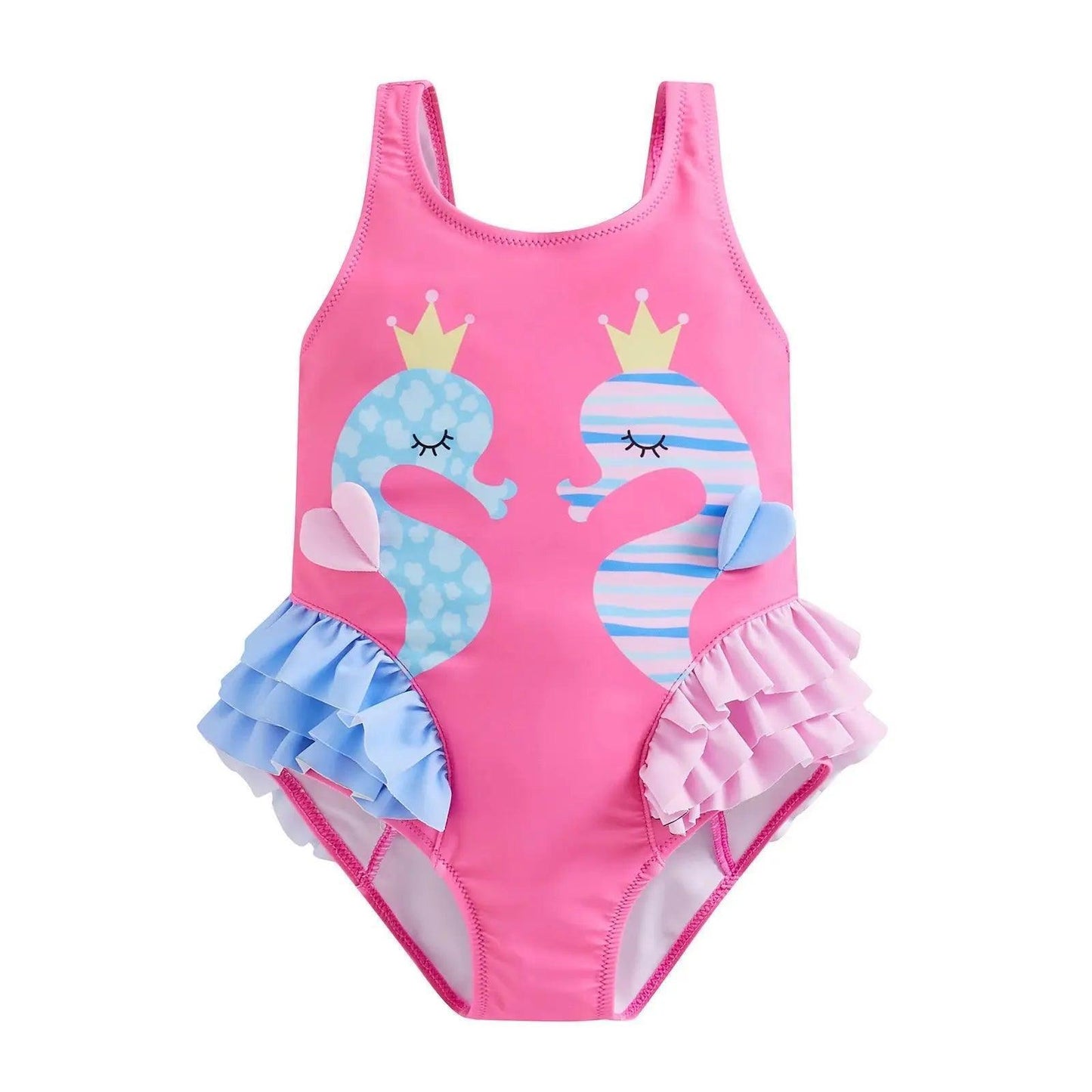 Kids Cartoon Seahorse Backless Ruffles Swimwear - Venus Trendy Fashion Online