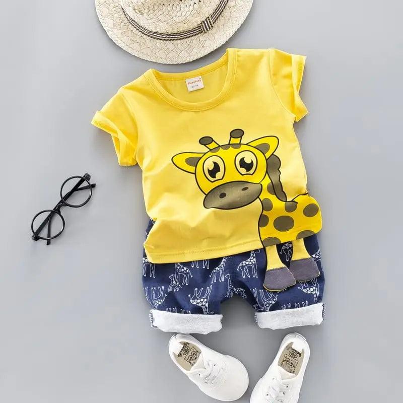 Kids Cute 3D Cartoon Design T-Shirt And Shorts Set - Venus Trendy Fashion Online