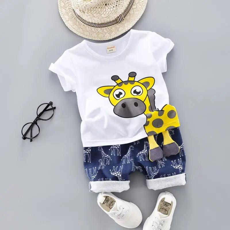 Kids Cute 3D Cartoon Design T-Shirt And Shorts Set - Venus Trendy Fashion Online