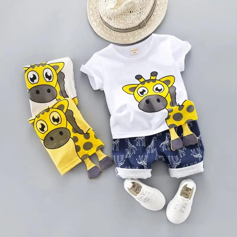 Kids Cute 3D Cartoon Design T-Shirt And Shorts Set - Venus Trendy Fashion Online