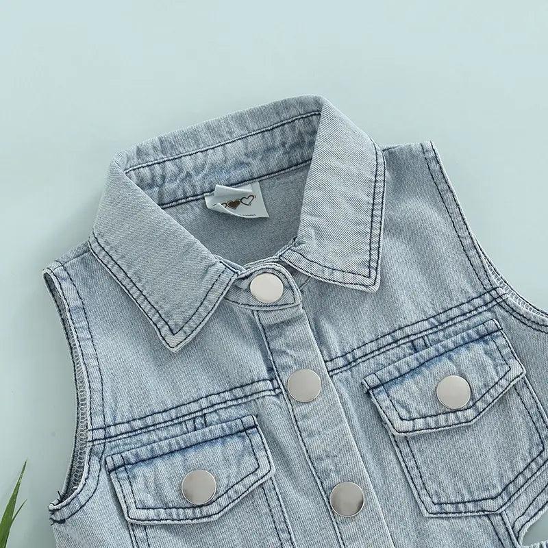 Kids Fashion Backless Sleeveless Denim Dress - Venus Trendy Fashion Online