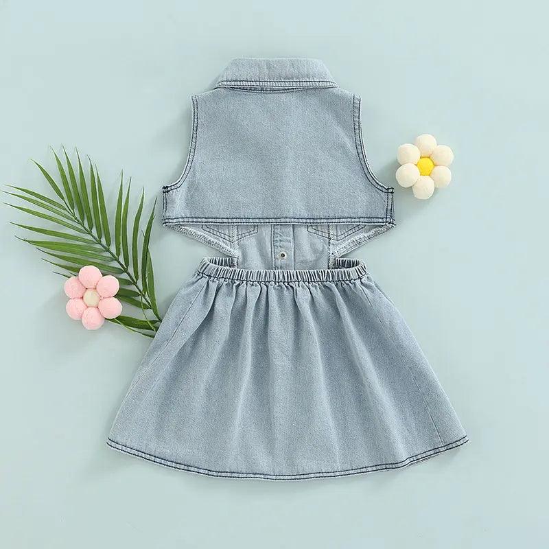 Kids Fashion Backless Sleeveless Denim Dress - Venus Trendy Fashion Online