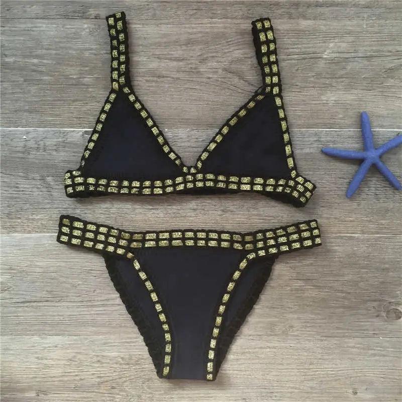 Knitted Stitching Swimsuit Set - Venus Trendy Fashion Online