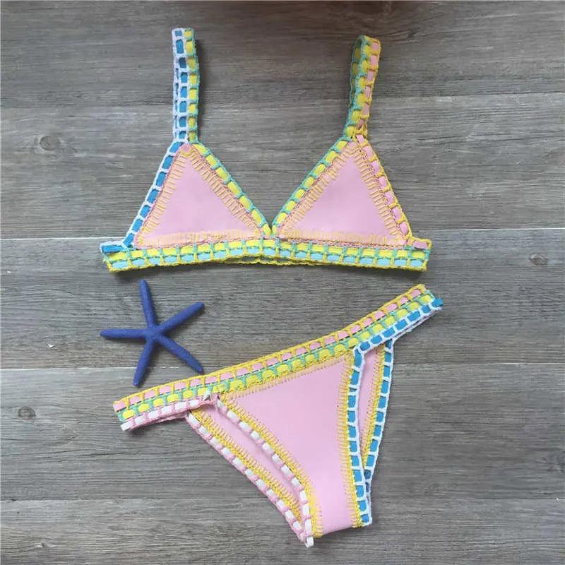 Knitted Stitching Swimsuit Set - Venus Trendy Fashion Online