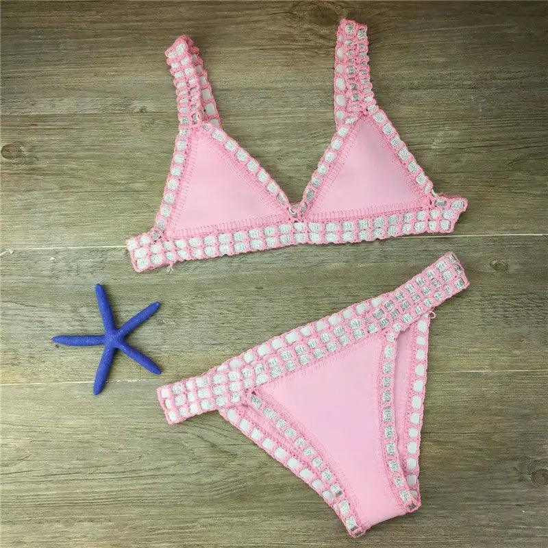 Knitted Stitching Swimsuit Set - Venus Trendy Fashion Online