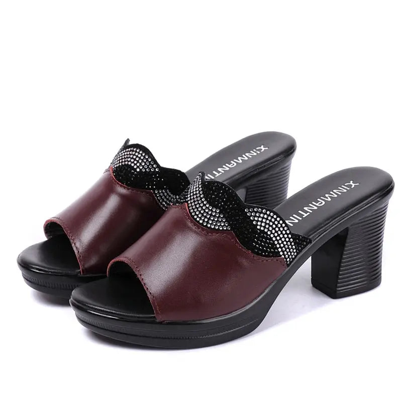 Ladies Summer Slippers Shoes Genuine Leather - Venus Trendy Fashion Online