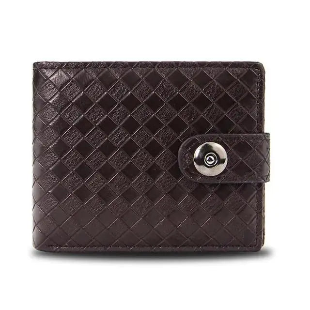 Men's Retro Woven Pattern Leather Wallet - Venus Trendy Fashion Online