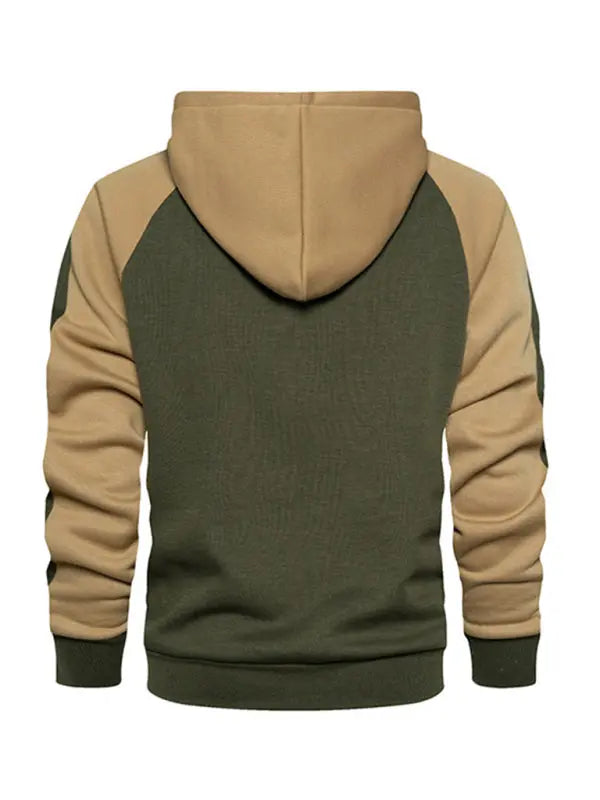 Men's casual contrasting color zipper cardigan hooded sweatshirt - Venus Trendy Fashion Online