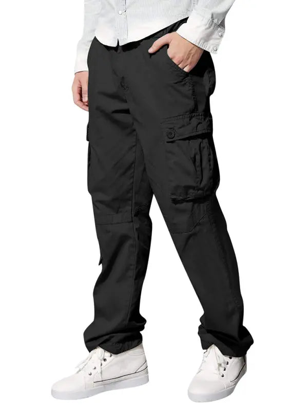 Men's multi-pocket loose casual straight cargo pants - Venus Trendy Fashion Online