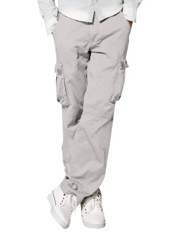 Men's multi-pocket loose casual straight cargo pants - Venus Trendy Fashion Online