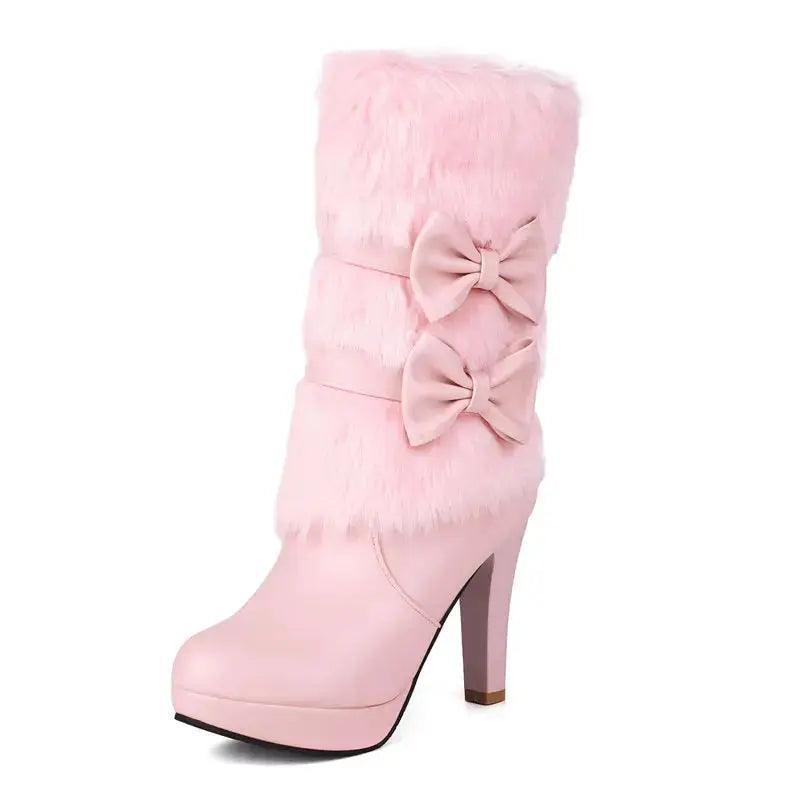 Mid Calf Round Toe High Heels Boots - Venus Trendy Fashion Online