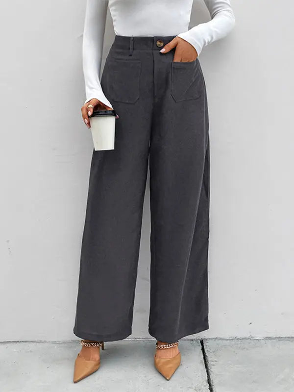 New Women's Corduroy Patch Pocket Casual Pants - Venus Trendy Fashion Online