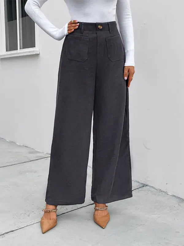 New Women's Corduroy Patch Pocket Casual Pants - Venus Trendy Fashion Online