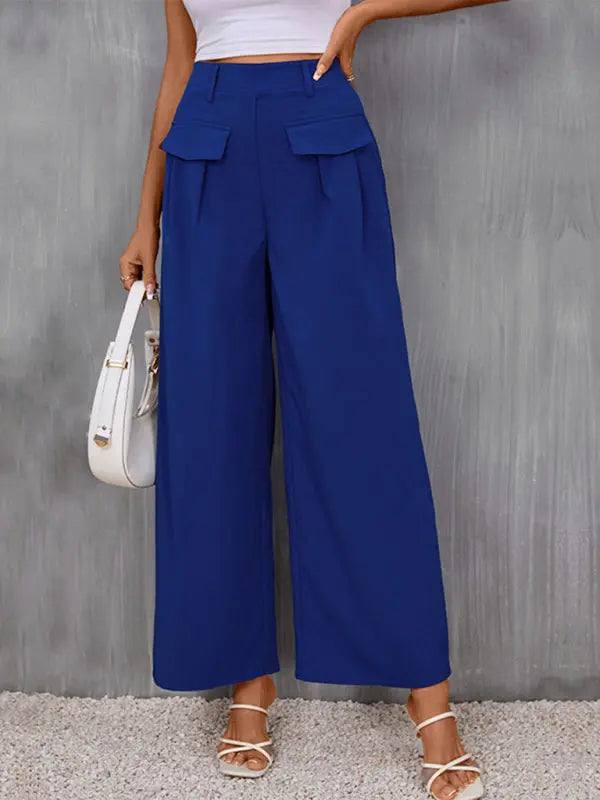 New slim fit blue wide-leg trousers - Venus Trendy Fashion Online