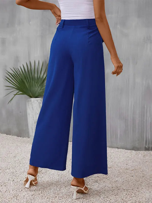 New slim fit blue wide-leg trousers - Venus Trendy Fashion Online