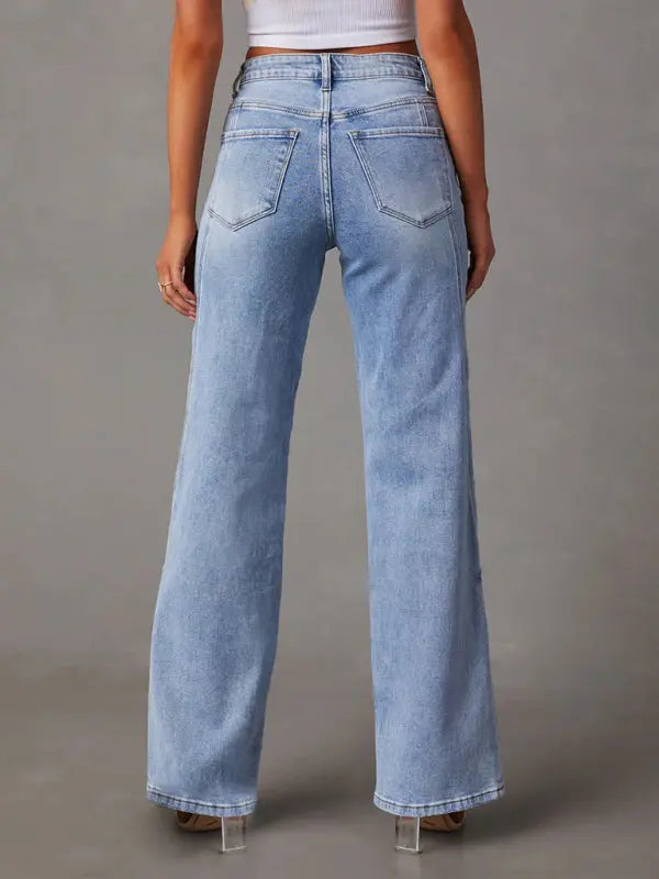 New style comfortable casual loose spliced wide leg women's jeans - Venus Trendy Fashion Online