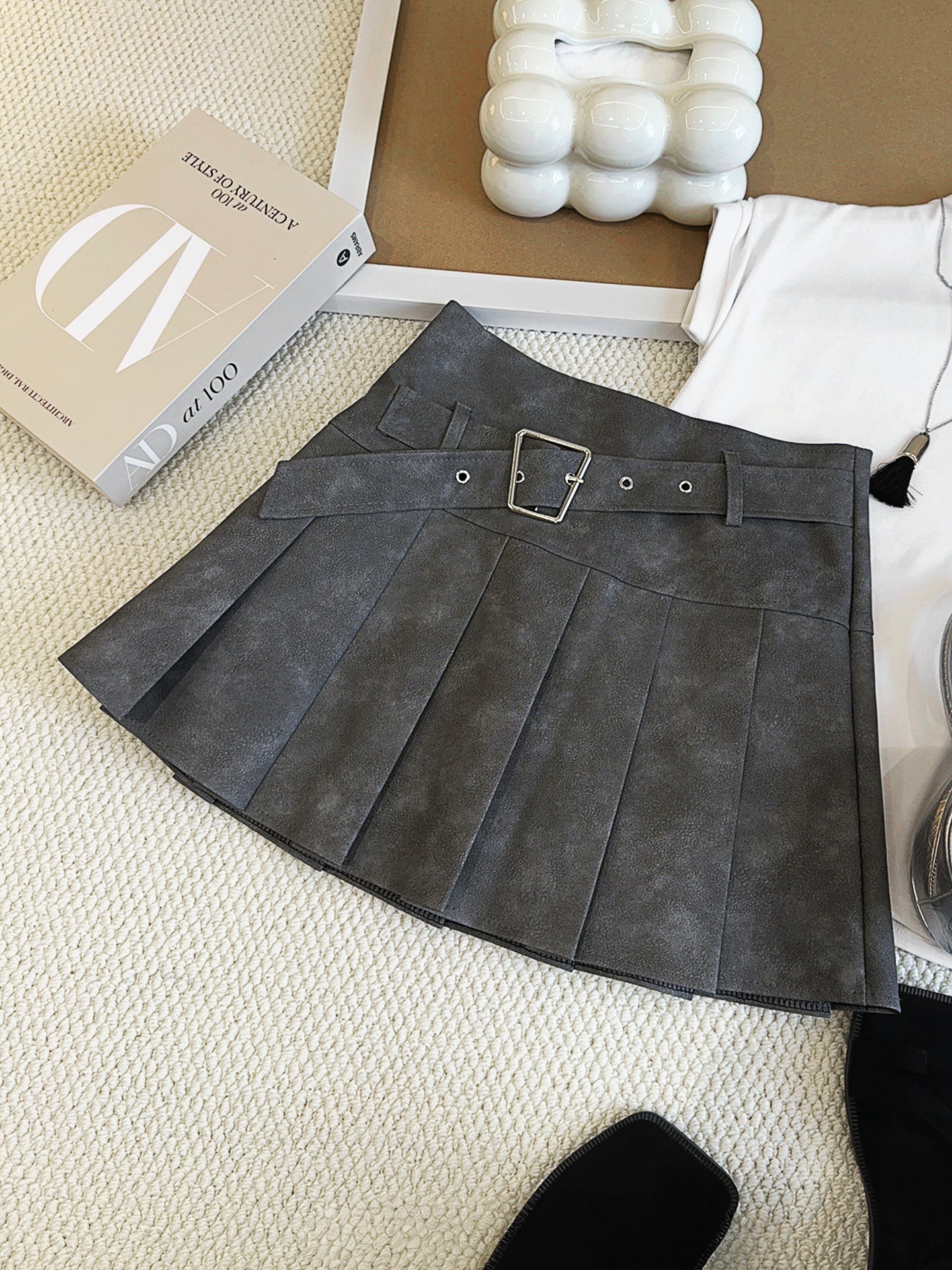 Women Faux Leather A line Skirt