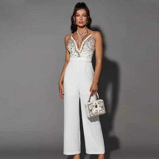 Women Sexy Sling Drilling Jumpsuit