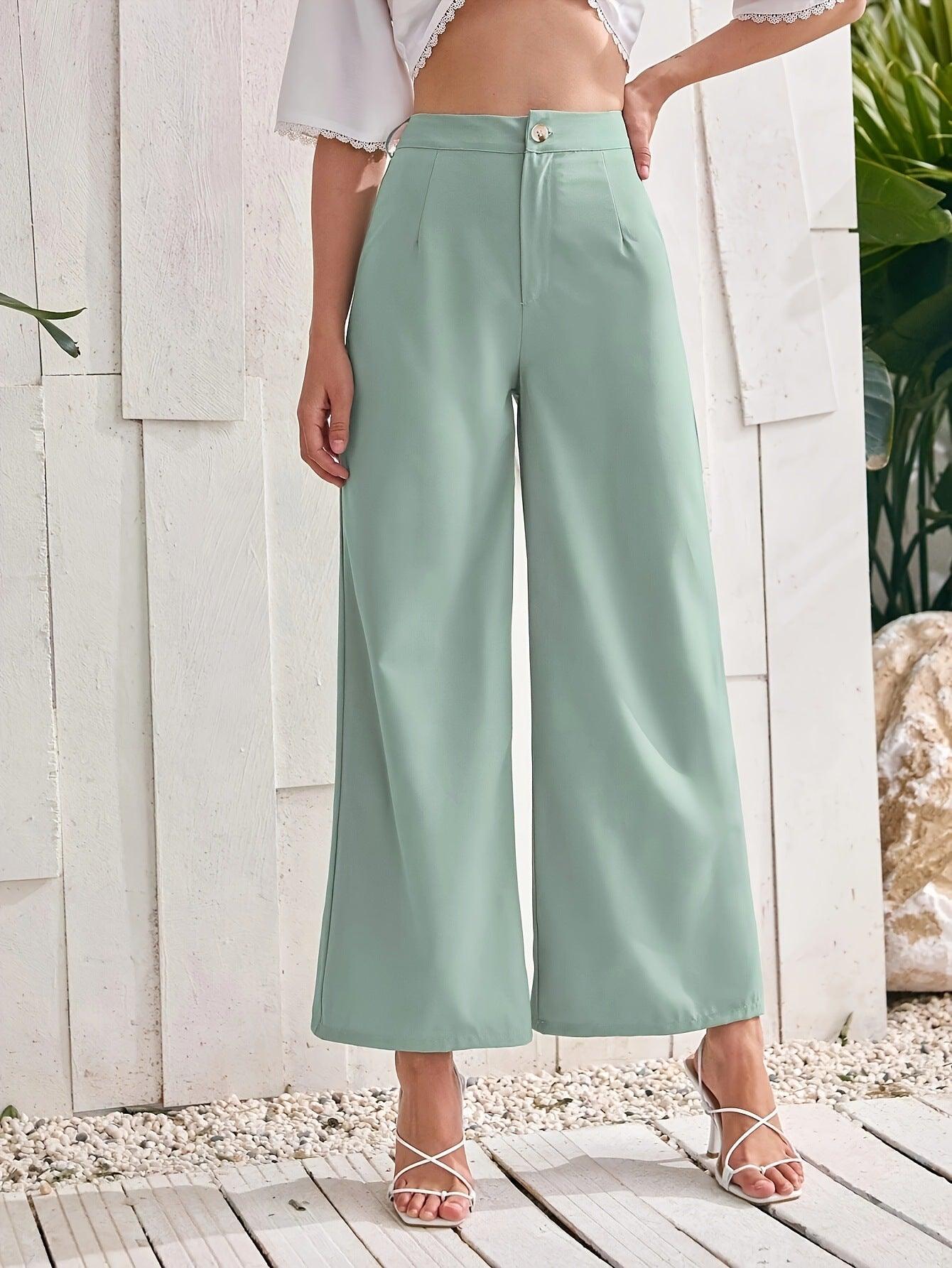 Women High Waist Drooping Straight Leg Pants - Venus Trendy Fashion Online