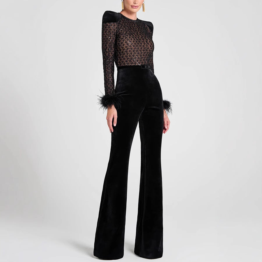 Women Casual Party Long Sleeve Jumpsuit