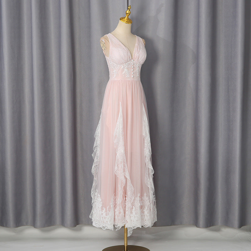 Summer Lace Waist High Grade Slim Dress