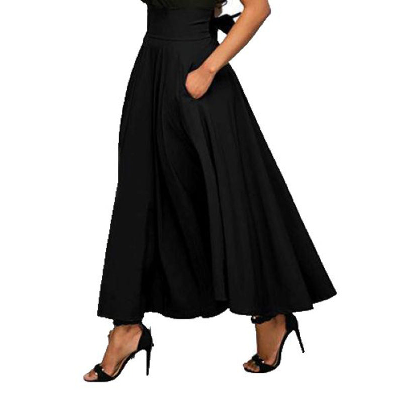 Women Solid Color Lace up Ankle Waist Slimming Maxi Skirt - Venus Trendy Fashion Online