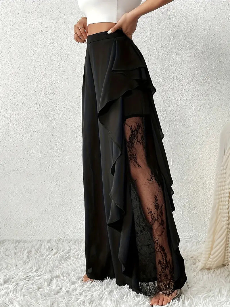 Women Wide Leg Lace Draping Long Pants