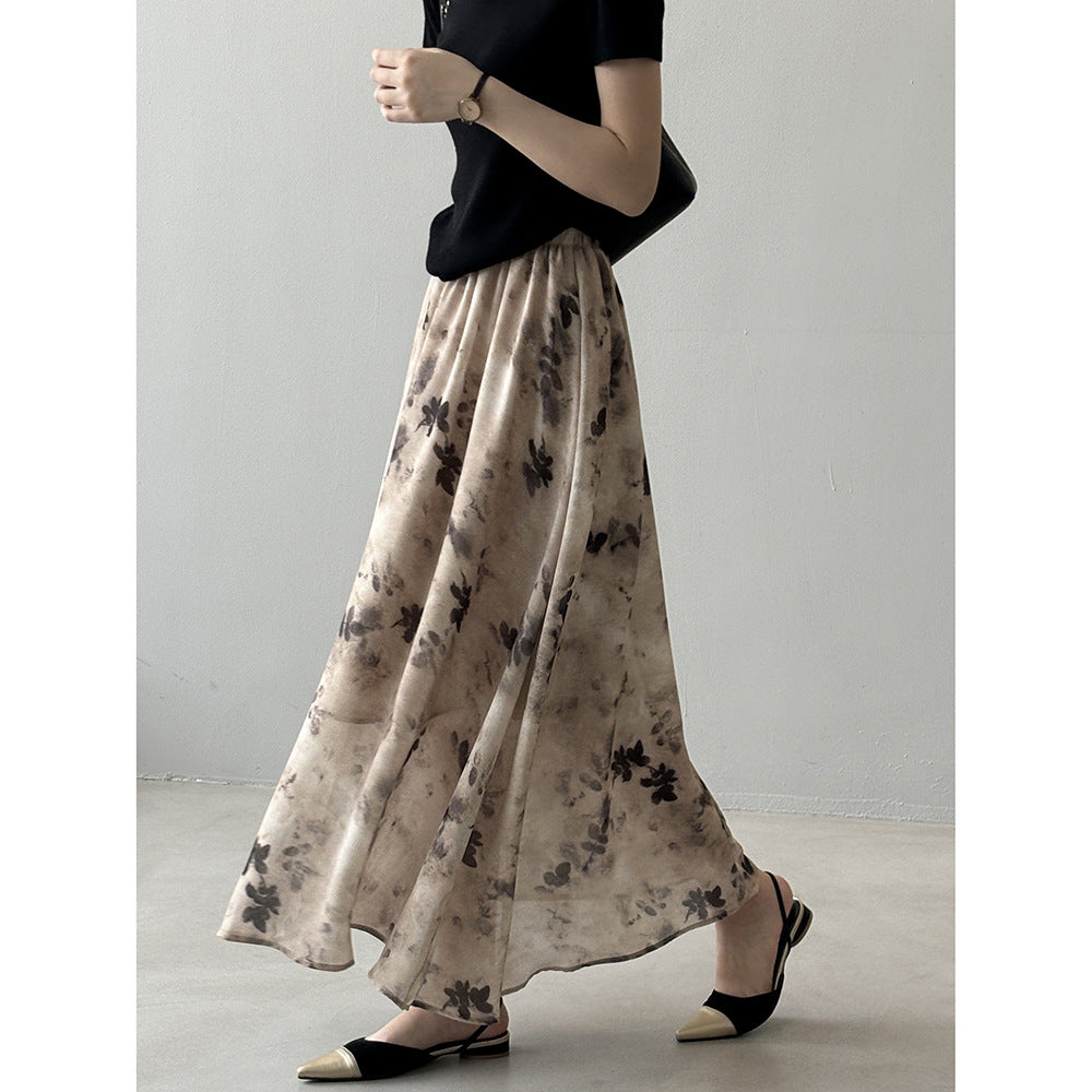 Retro National Ink Blooming Printed Skirt - Venus Trendy Fashion Online