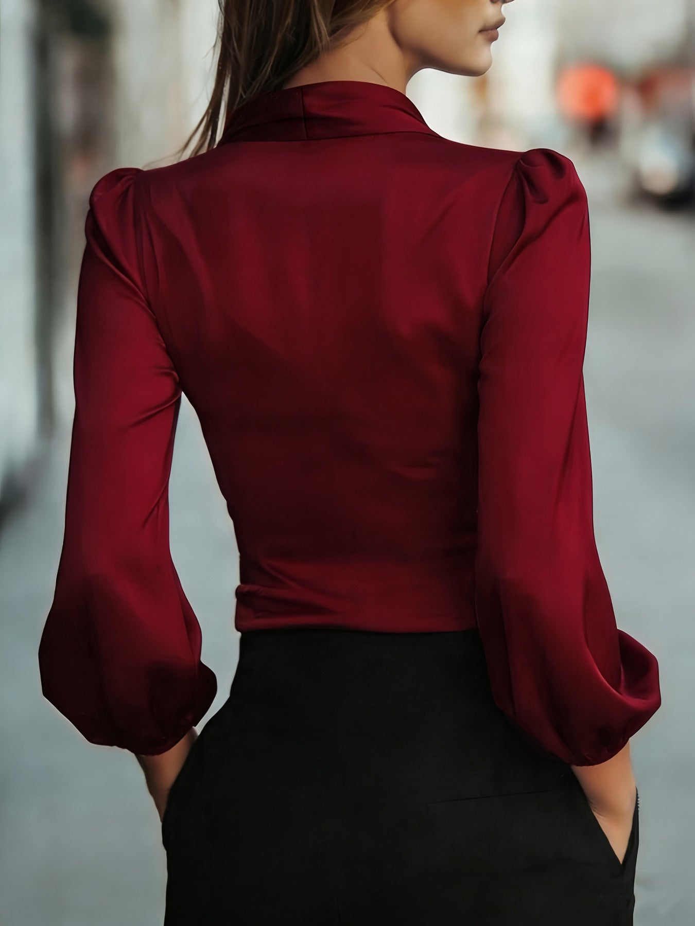 Women Summer Elegant Satin Shirt