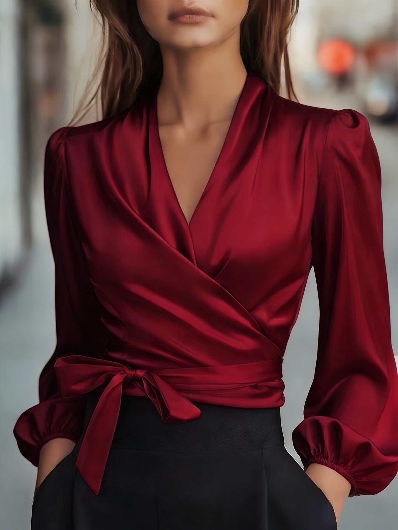 Women Summer Elegant Satin Shirt