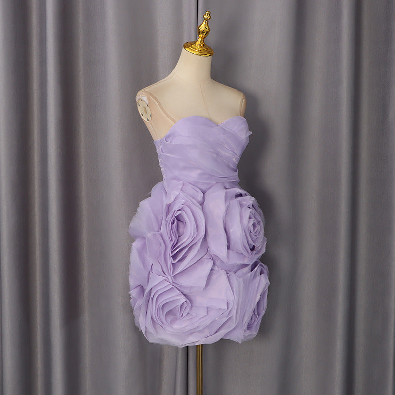 Three Dimensional Floral High Waist Slim Sexy Dress