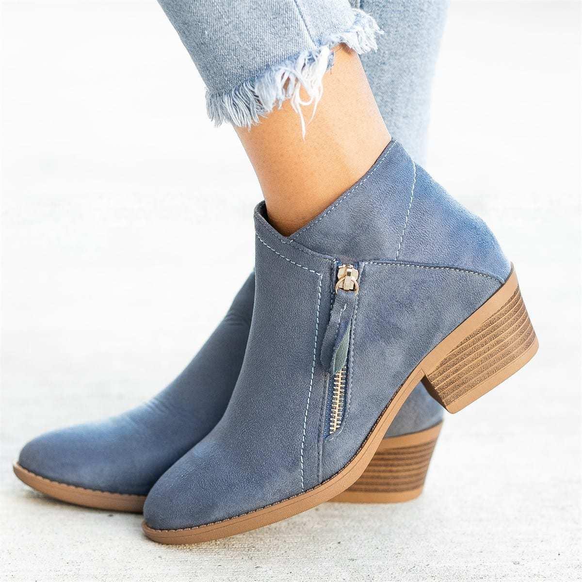 Women Suede Thick Heel Thin Martin Boots - Venus Trendy Fashion Online